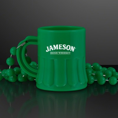 Green Mug Shot Glass on Bead Necklace (NON-Light Up) - Domestic Print
