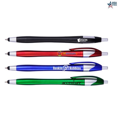 Retractable ballpoint pen with stylus