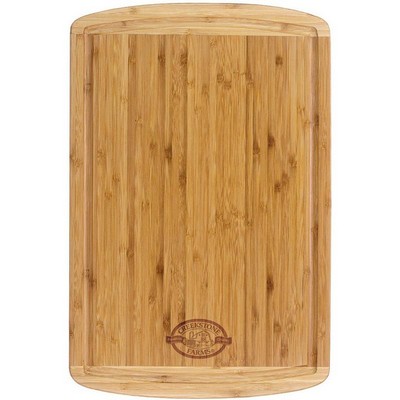 2-Tone Vertical Grain Grooved Bamboo Cutting Board - 18 inch