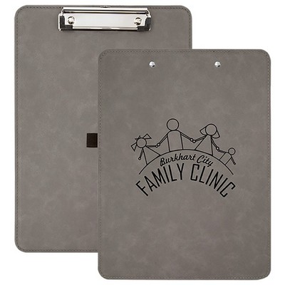 9" x 12 1/2" Gray Leatherette Clipboard