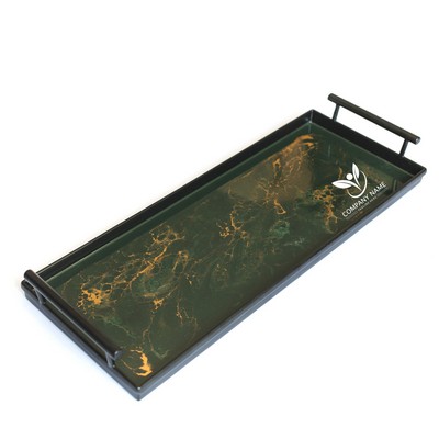 Black Metal Rectangle Tray - Jade