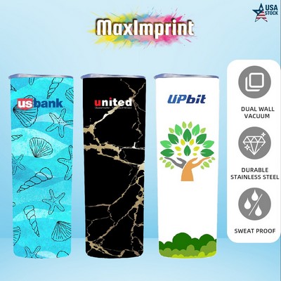 MaxImprint 20oz Skinny Stainless Steel Tumbler Full Wrap Printing Included