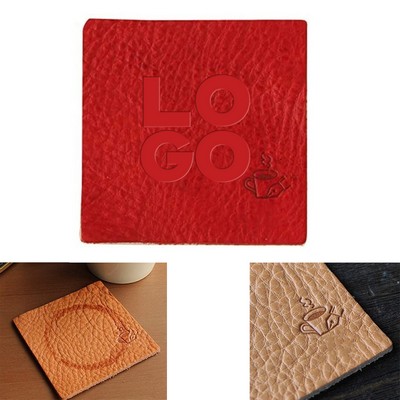 Lichee Pattern Genuine Leather Coaster