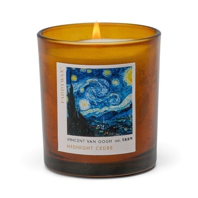 Impressionist 6 Oz Amber Glass Candle In Blue Box - Van Gogh, "The Starry N