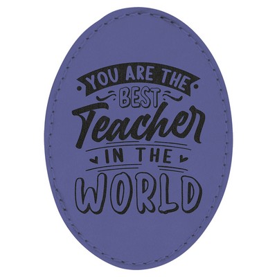 3.5" x 2.5" Oval Purple Leatherette Patch with Adhesive