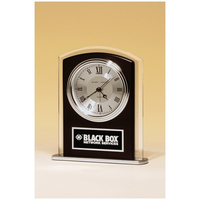 Beveled Glass w/Wood Accent, Silver Bezel and Dial