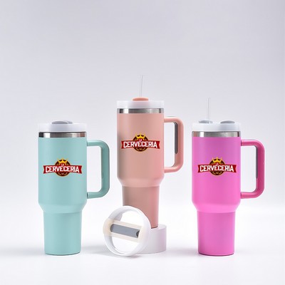 40 Oz. Vacuum Tumbler with Handle & Straw
