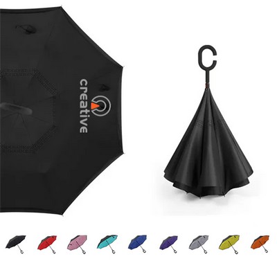 Reverse Umbrellas With C-Shaped Handle