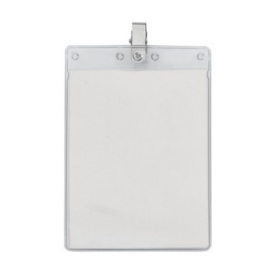 4" x 6" Blank Large Vertical Vinyl Pouch with Bulldog Clip