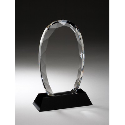 Elegantly Faceted Clear Crystal Oval Award - 7 1/4'' H