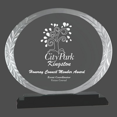 7" Oval Accent Glass on Black Base