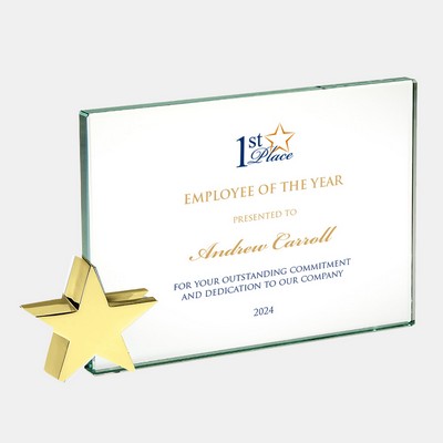 Color Imprinted Jade Achievement Award with Brass Star (L)