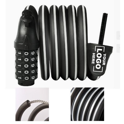 5-Digit Combination Bicycle Cable Lock with Reflective Ring for Mountain and Road Bikes