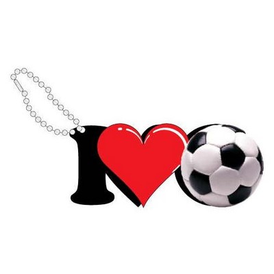 I Love Soccer Promotional Key Chain w/ Black Back (8 Square Inch)