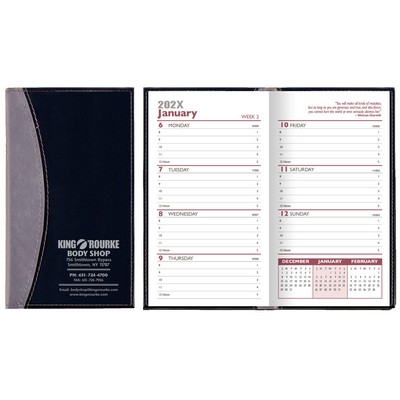 Normandy 2 Tone Soft Vinyl Weekly Planner w/ Map / 2 Color Insert
