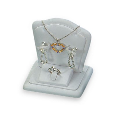 White Leatherette Ring/Earring/Pendant Tray