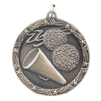 1 3/4" Antique Finish Shooting Star Medal-Cheer