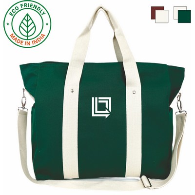 Voyager Duffel Bag Eco Friendly Canvas Green / Natural