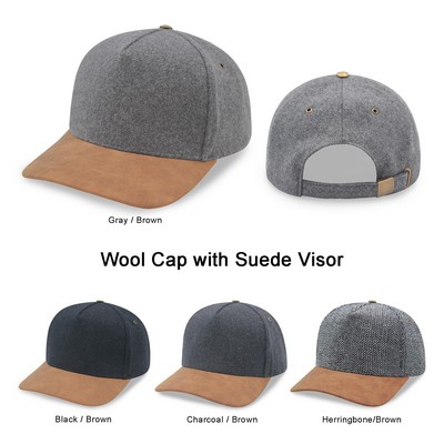 Wool Cap With Leather Visor