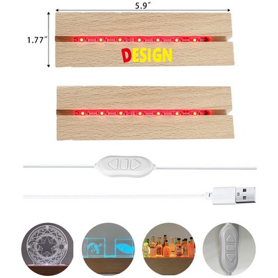 Rectangle Led Lights Display Bases Wooden LED Lighted Base Stand