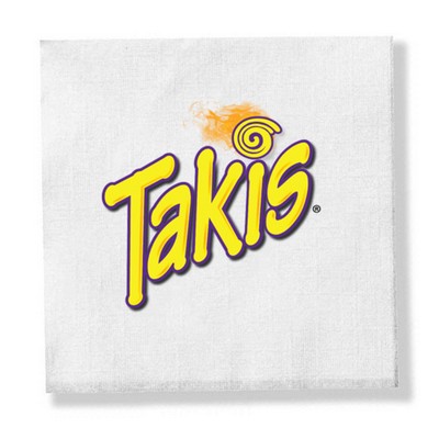 1 Ply White Beverage Napkin - Linen Embossed, Digital, FSC Certified