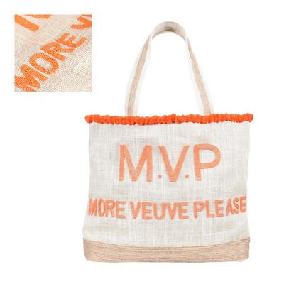 Mvp More Please Champagne Beaded Tote Bag