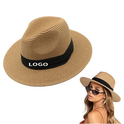 Wide Brim Straw Panama Hat Summer Beach Sun Hat