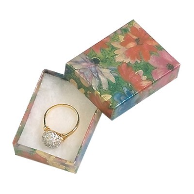 Metallic Floral Print Cotton Filled Box ( 2"x 1½" x5/8")