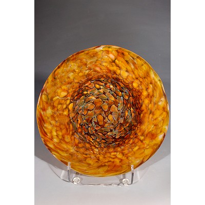 Amber Art Glass Rondelle w/ Stand (9"x9")
