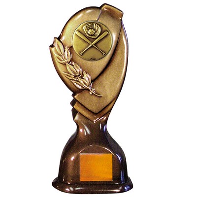 Stock Classic 10" Trophy with 2" Baseball General Coin and Engraving Plate