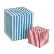 3¼" Striped Cube Paper Mini Box w/Tuck Top