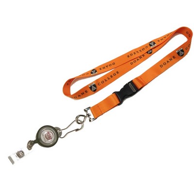 1" Sublimated Lanyard w/J-Hook Clip & Badge Reel Set