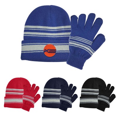 Cuff Beanie And Gloves Set