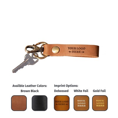 Full-Grain Leather Keychain w/Small Clasp
