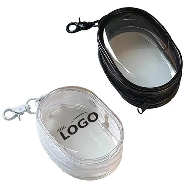 Portable PVC Transparent Headphones Storage Bag With Keychain