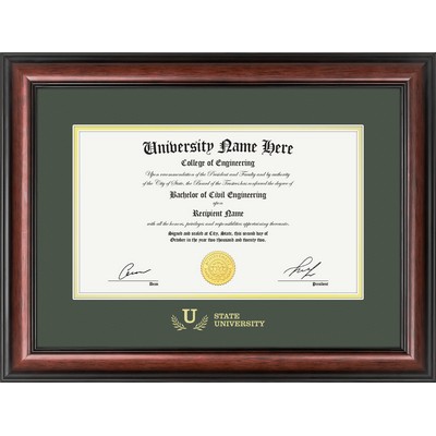 Carlton 8.5x14 Diploma / Certificate Frame (Mahogany/Green) 16"x21"
