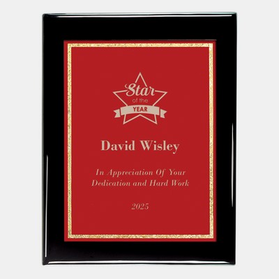 Red Victory Plate on Gloss Blackwood Plaque (M)