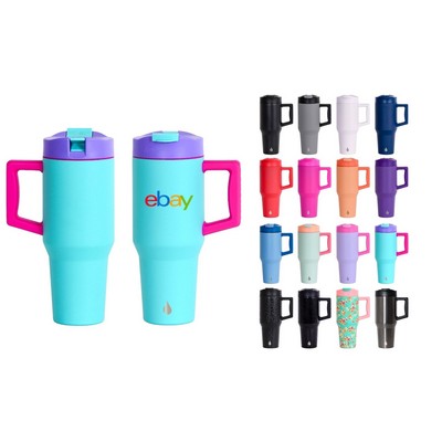 Elemental® 32oz Commuter Tumbler With Handle and Straws - Double Insulated - Cup Holder Friendly
