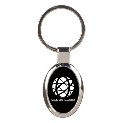 1.1" x 1.6" Black Oval Keychain