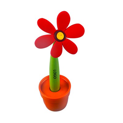 Flower Shaped Ballpoint Pen W/ Pot Cap