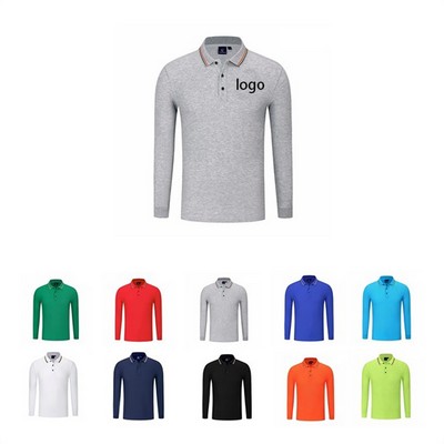Cotton Long Sleeve Polo Shirt For Men
