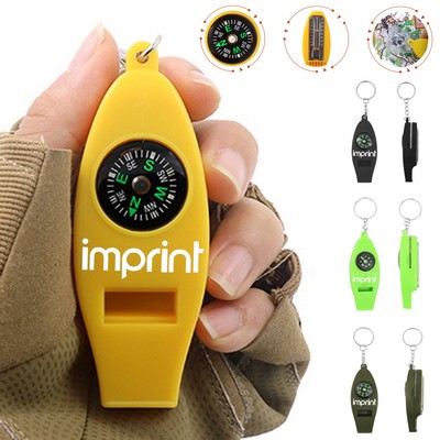 4 in 1 Outdoor Survival Compass Thermometer Magnifier Whistle