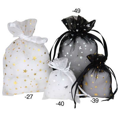 Metallic Star Print Organza Bag (5" x7")
