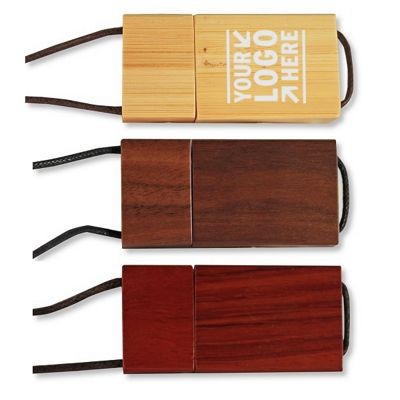 128 MB Eco Wood Flash Drive with Lanyard