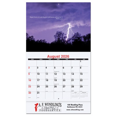 Bible Verses Monthly Wall Calendar w/Stapled (10 5/8"x18¼")