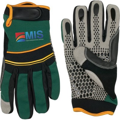 Sythetic Leather Palm Mechanic Glove - Green