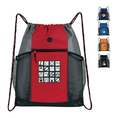 Two-Tone Multi-Pockets Drawstring Pack