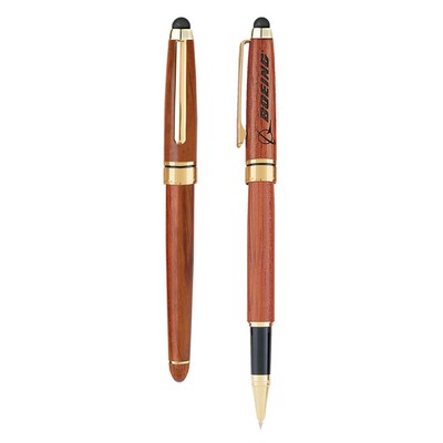 Rosewood Cap Off Rollerball Pen w/Stylus