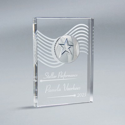 Crystal Tablet with Star Medallion (5"x7"x1")