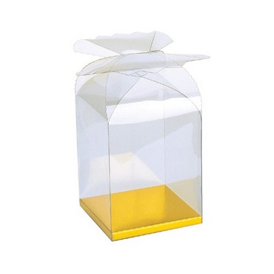 Clear Square Box w/Gold Bottom & Flower Top